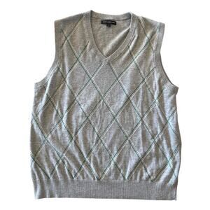 Express Design Studio Gray Plaid Argyle Sweater Vest Men Lge